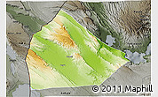 Physical 3D Map of Yoboki, darken, semi-desaturated