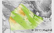 Physical 3D Map of Yoboki, desaturated