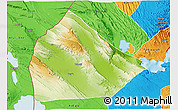 Physical 3D Map of Yoboki, political outside