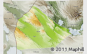 Physical 3D Map of Yoboki, semi-desaturated