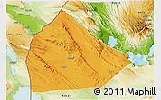 Political 3D Map of Yoboki, physical outside