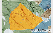 Political 3D Map of Yoboki, semi-desaturated