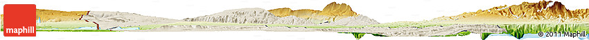 Shaded Relief Horizon Map of Yoboki, physical outside