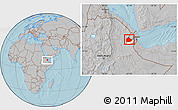 Gray Location Map of Yoboki, highlighted parent region, hill shading