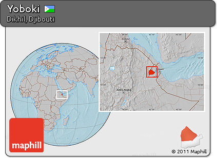 Gray Location Map of Yoboki, hill shading