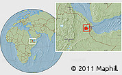 Savanna Style Location Map of Yoboki, within the entire country, hill shading