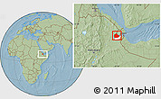 Savanna Style Location Map of Yoboki, highlighted parent region, hill shading