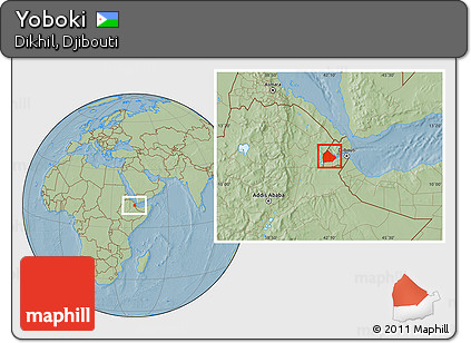 Savanna Style Location Map of Yoboki, hill shading