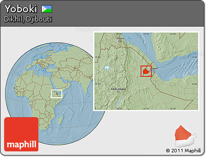 Savanna Style Location Map of Yoboki, hill shading