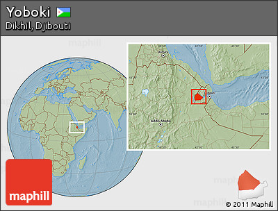 Savanna Style Location Map of Yoboki, hill shading