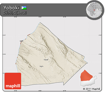 Shaded Relief Map of Yoboki, cropped outside