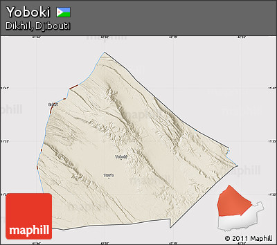 Shaded Relief Map of Yoboki, cropped outside