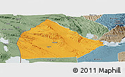 Political Panoramic Map of Yoboki, semi-desaturated