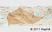 Satellite Panoramic Map of Yoboki, shaded relief outside