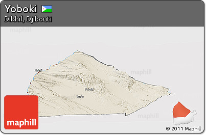 Shaded Relief Panoramic Map of Yoboki, cropped outside