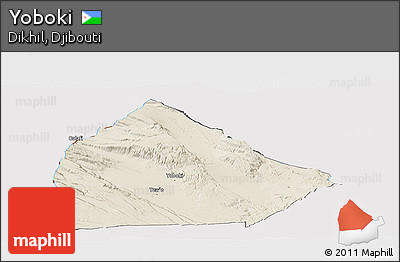 Shaded Relief Panoramic Map of Yoboki, cropped outside