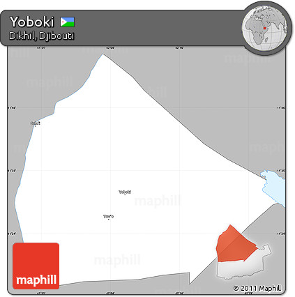 Gray Simple Map of Yoboki, single color outside