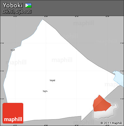 Gray Simple Map of Yoboki, single color outside