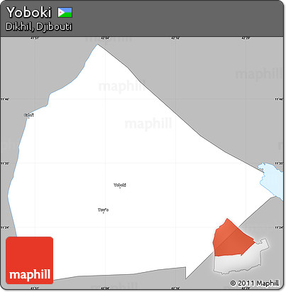 Gray Simple Map of Yoboki, single color outside