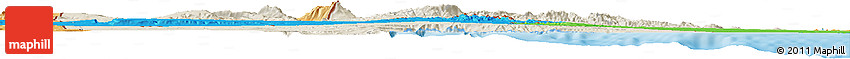 Shaded Relief Horizon Map of Djibouti, political outside, shaded relief sea