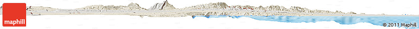 Shaded Relief Horizon Map of Djibouti, semi-desaturated, land only