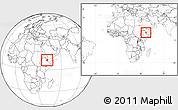 Blank Location Map of Djibouti, within the entire continent