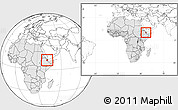 Blank Location Map of Djibouti, highlighted continent, within the entire continent