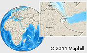 Blank Location Map of Djibouti, shaded relief outside