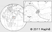 Gray Location Map of Djibouti, blank outside