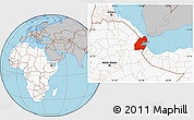 Gray Location Map of Djibouti, highlighted continent