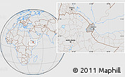 Gray Location Map of Djibouti, lighten, desaturated