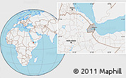Gray Location Map of Djibouti, lighten, land only