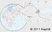 Gray Location Map of Djibouti, lighten