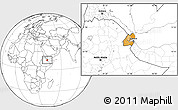 Political Location Map of Djibouti, blank outside