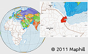 Political Location Map of Djibouti, highlighted continent