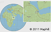 Savanna Style Location Map of Djibouti, hill shading inside