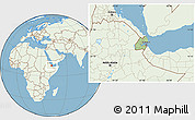Savanna Style Location Map of Djibouti, lighten, land only