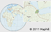 Savanna Style Location Map of Djibouti, lighten