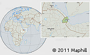 Savanna Style Location Map of Djibouti, lighten, semi-desaturated