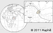 Shaded Relief Location Map of Djibouti, blank outside