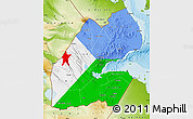 Flag Map of Djibouti, physical outside