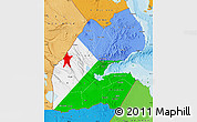 Flag Map of Djibouti, political outside