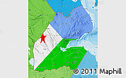 Flag Map of Djibouti, political shades outside
