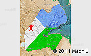 Flag Map of Djibouti, satellite outside