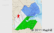 Flag Map of Djibouti, shaded relief outside