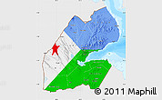 Flag Map of Djibouti, single color outside, bathymetry sea