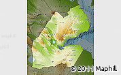 Physical Map of Djibouti, darken
