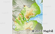 Physical Map of Djibouti, semi-desaturated, land only