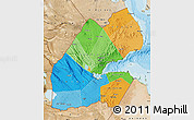 Political Map of Djibouti, satellite outside, bathymetry sea