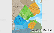 Political Map of Djibouti, semi-desaturated, land only